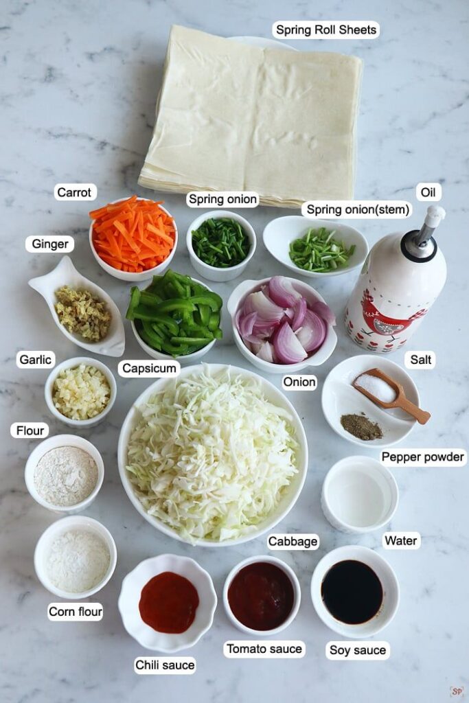 ingredients for spring roll at zaikastreet