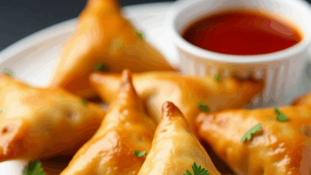 Crispy fried Samosa Recipe which is served with red chutney at zaikastreet