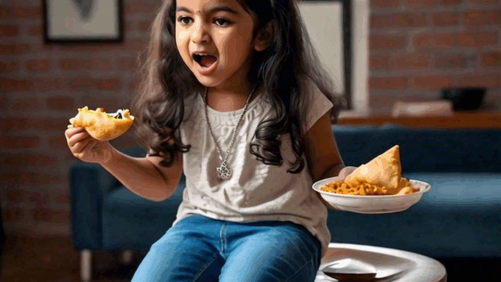 child enjoy Samosa Recipe at zaikastreet