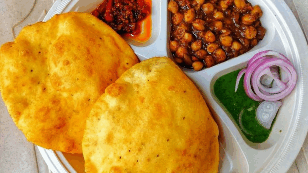 delicious Chole Bhature with onion salad at zaikastreet